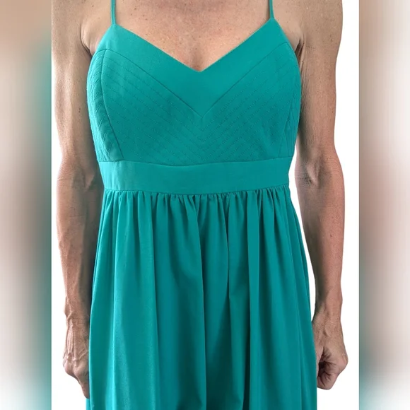 Badgley Mischka Women’s Belle Chiffon Formal Gown Kelly Green Maxi Dress Size 8 - Picture 7 of 13